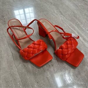 RAID Braided Strap Block Heel Sandals - Bright Red